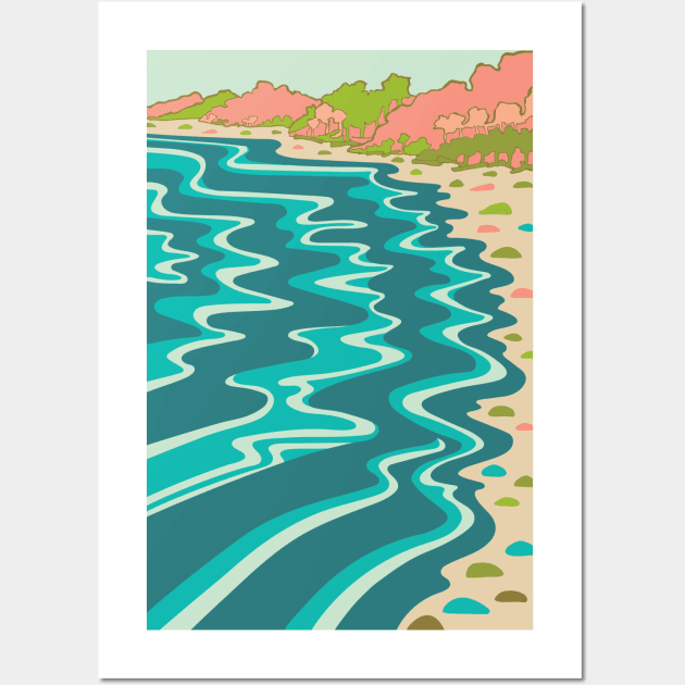 COASTLINE West Coast Coastal Beach Shoreline Outdoors Landscape in Turquoise Teal Blush Orange - UnBlink Studio by Jackie Tahara Wall Art by UnBlink Studio by Jackie Tahara